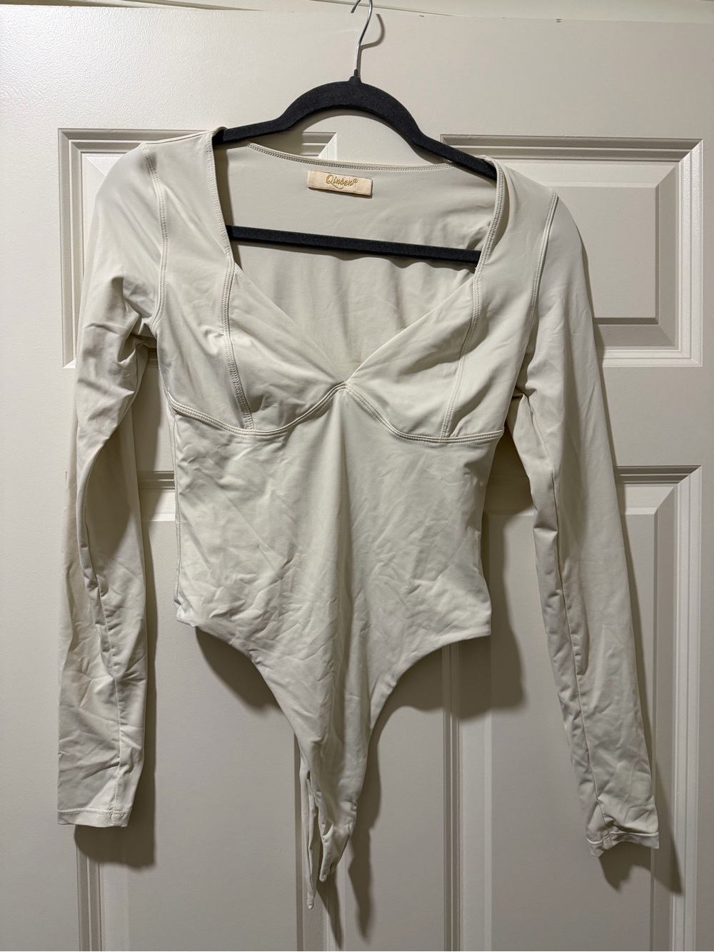 Cream Long-Sleeve Sweetheart Bodysuit
